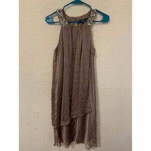 Midnight Velvet Sequined Cocktail Dress Women Size 6 Beige K7